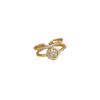 Real Gold Light Luxury Fashion Zircon Ring Opening Adjustable Simple Jewelry Japanese Ring Couple Ring