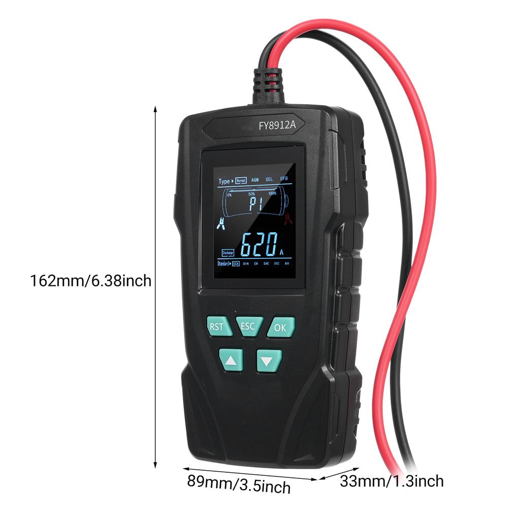 FY8912A Car Battery Tester 12V24V, 50-1999 CCA Automotive Alternator Diagnostic Tool, Digital Auto