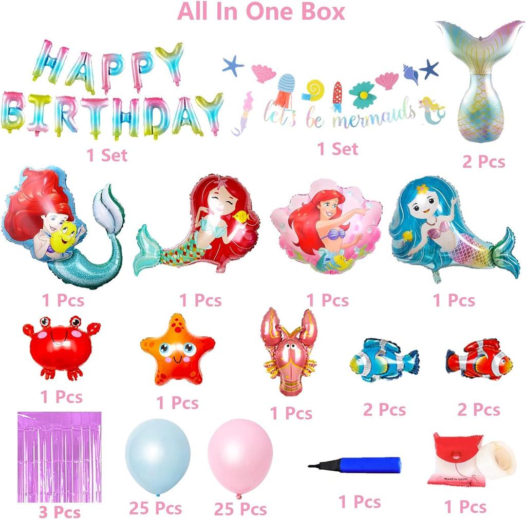 YOOCOOM Mermaid Party Decorations Ocean Park Girls Birthday Party Supplies Mermaid Princess Kids Birthday Party Decorations