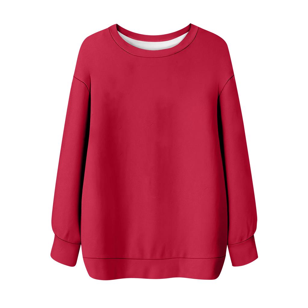 Женская однотонная футболка с круглым вырезом и длинными рукавами, свитшот