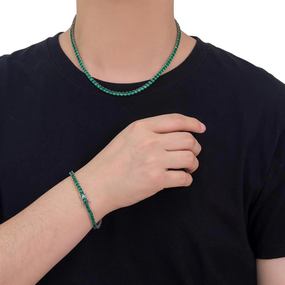 4mm Green Zircon Tennis Bracelet Bling Bling Brass Iced Out Tennis Chains Women's Fashion Jewelry Hip Hop Bracelet