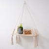 Wall Hanging Shelf Nordic Bohemia Style Wood Floating Shelf Adjustable Rustic Plant Storage Rack Holder With
