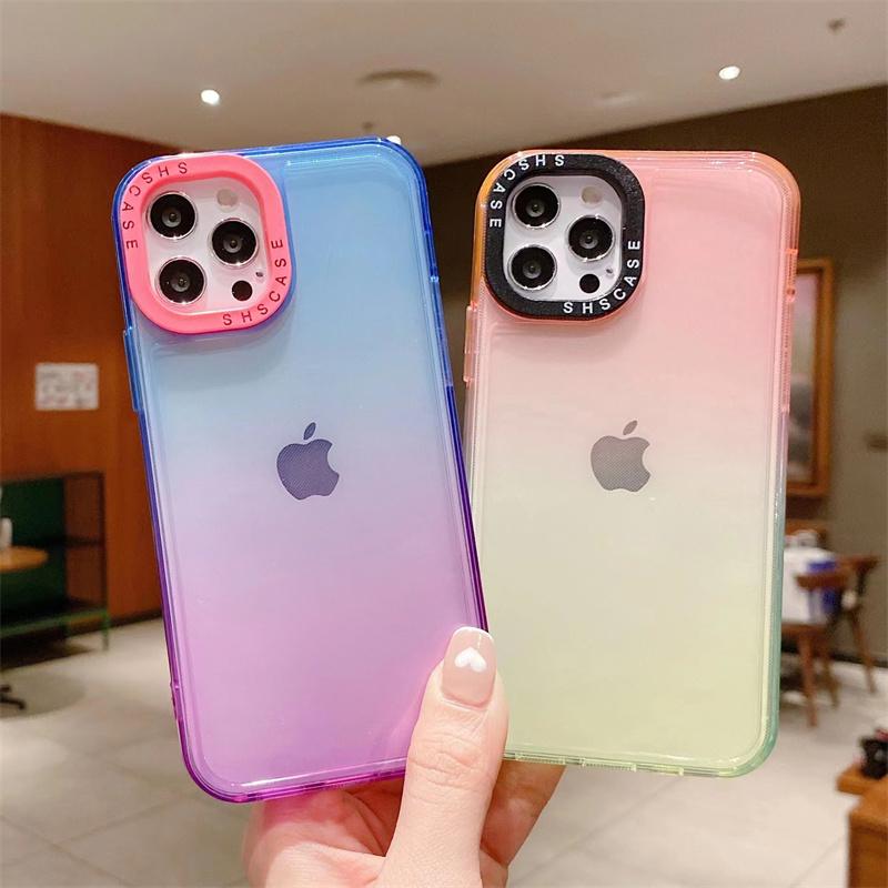 Противоударный прозрачный чехол для телефона с градиентом для Iphone 14 13 Pro Max 12 11 Pro Max Xr Xs X 14plus 13, прозрачный мягкий бампер, задняя крышка