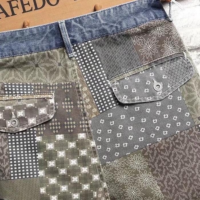 Men's Summer Printed Shorts Casual Breathable Shorts Denim Shorts Straight Slim Denim Shorts