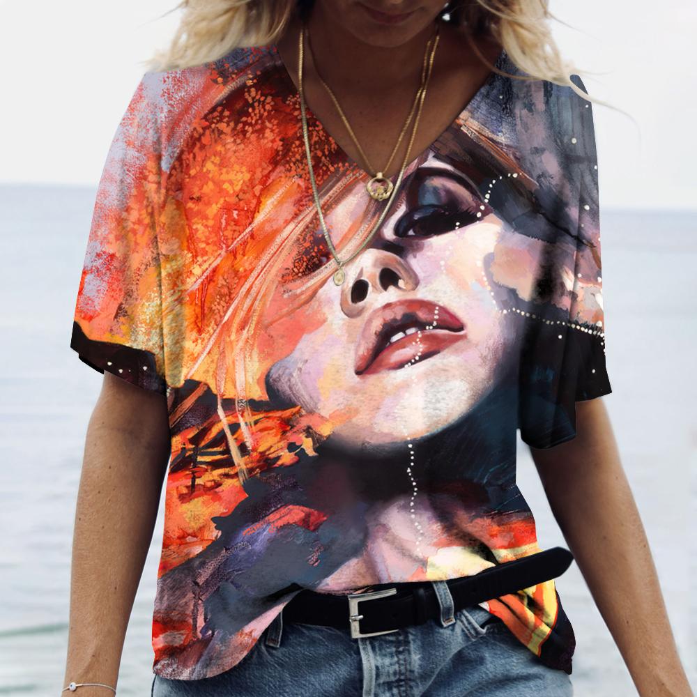 Модная женская футболка с абстрактной графикой для девочек и 3D-принтом с коротким рукавом, летняя футболка большого размера, одежда из полиэфирного волокна