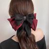 1PC Premium, Triple, Oversized Bow, Hair Clip, Vintage, Satin, Back of Head, Black, Hair Accessory, Girls, Versatile, Ponytail C