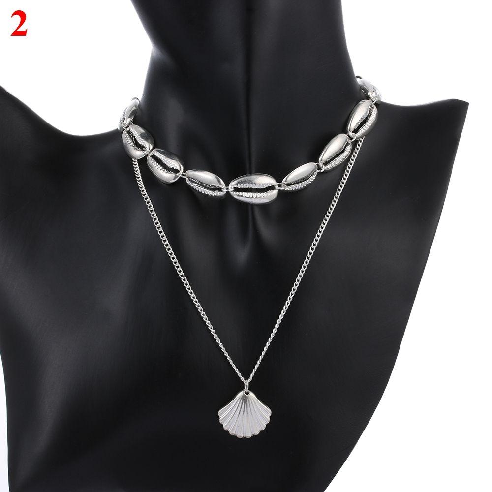 Fashion Gifts Golden Multilayer Shell Necklace Beach Jewelry Cowry Seashell Pendant Bohemian