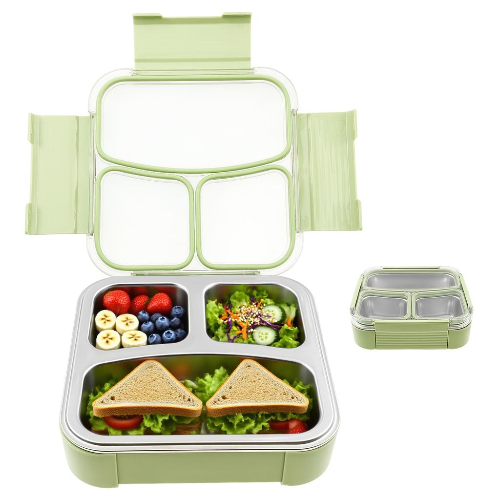 304 Stainless Steel Food Container with Multiple Compartments Reusable Food Storage Container with Lid for School and Office