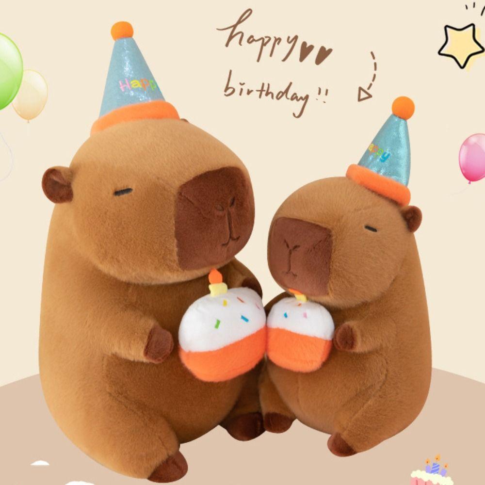 PP Cotton Capybara Plush Doll Happy Birthday Hat Capibara Anime Stuffed Doll  Children Girl