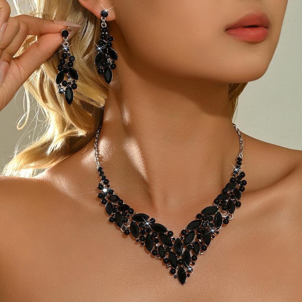 Alloy Bridal Necklace Earrings Crystal Wedding Jewelry Set Wedding Dress Evening Dress Accessories Wedding Banquet Jewelry 2026