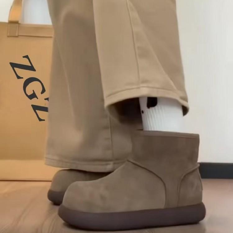 Ran Ge Home~ Snow Boots Women's New Winter Versatile Big Head Ugly Cute Short Boots Fleece Thickened Cotton Boots