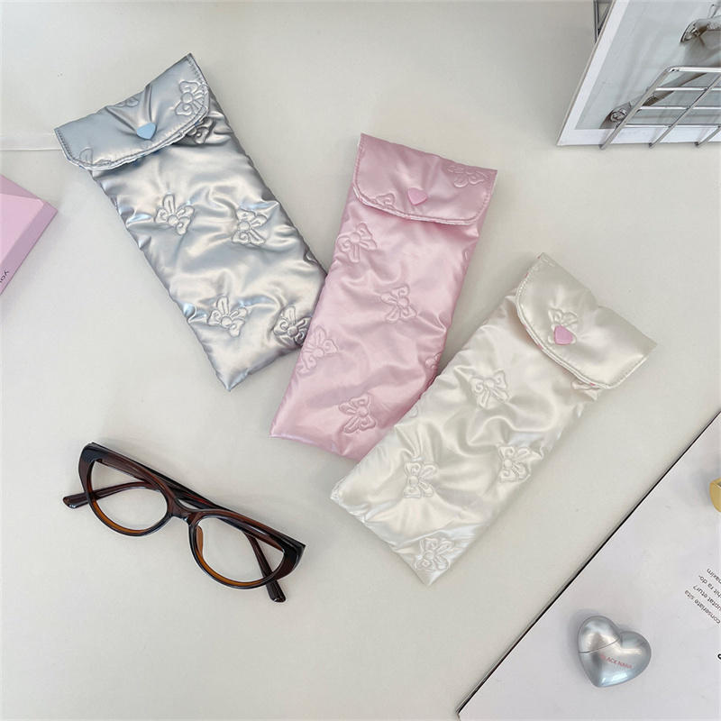 Портативный чехол для очков с бантиком и сердечком, чехол для очков для чтения, мягкий дорожный чехол от царапин для солнцезащитных очков для женщин и мужчин