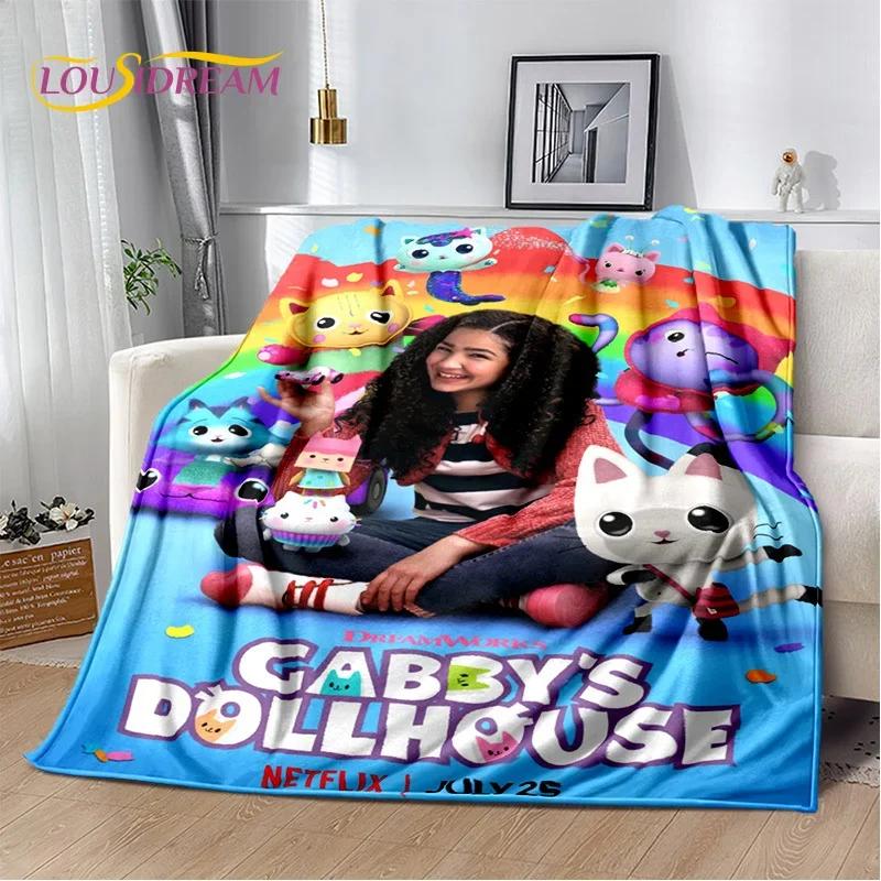 Cute Gabbys Dollhouse Cartoon Blanket,Soft Throw Blanket for Home Bedroom Bed Sofa Picnic Travel Office Rest Cover Blanket Gift