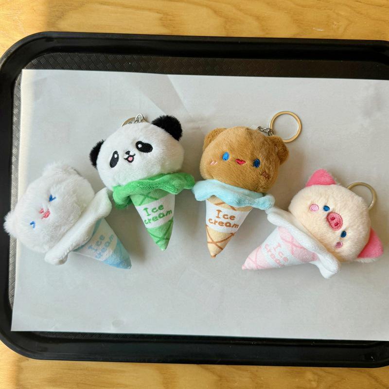 Ух ты! Милый плюшевый брелок в виде панды с мороженым и шарм для сумки в виде котенка