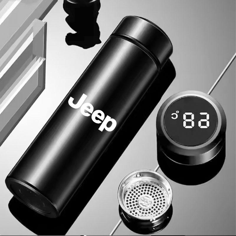 LED Smart Insulation Cup Car Thermos Mug Water Bottle Gifts sticker For Jeep Grand Cherokee Wrangler Gladiator Compass Renegade ANO1