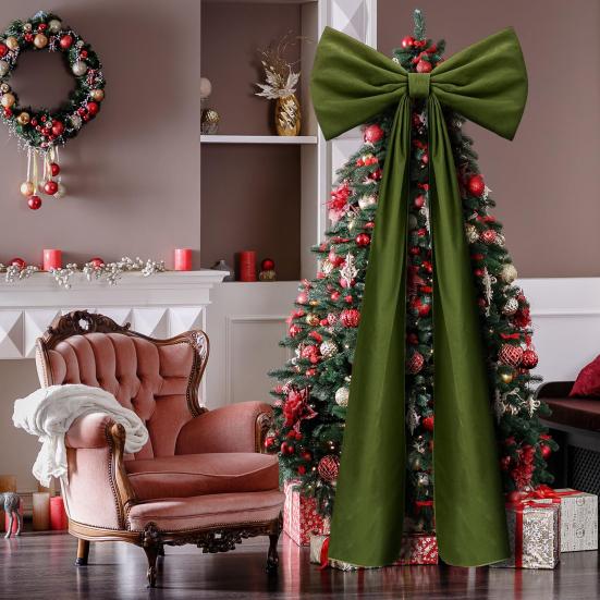 71 Inches Christmas Extra Large Velvet Bow Giant Xmas Tree Toppers Bows for Home Wreath Wall Backdrop Birthday Wedding Party Decoration