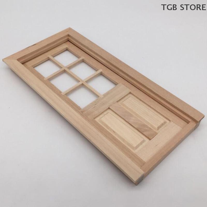 1Pcs Unpainted Wood Door 1/12 Dollhouse Miniature DIY Accessories Model Toys