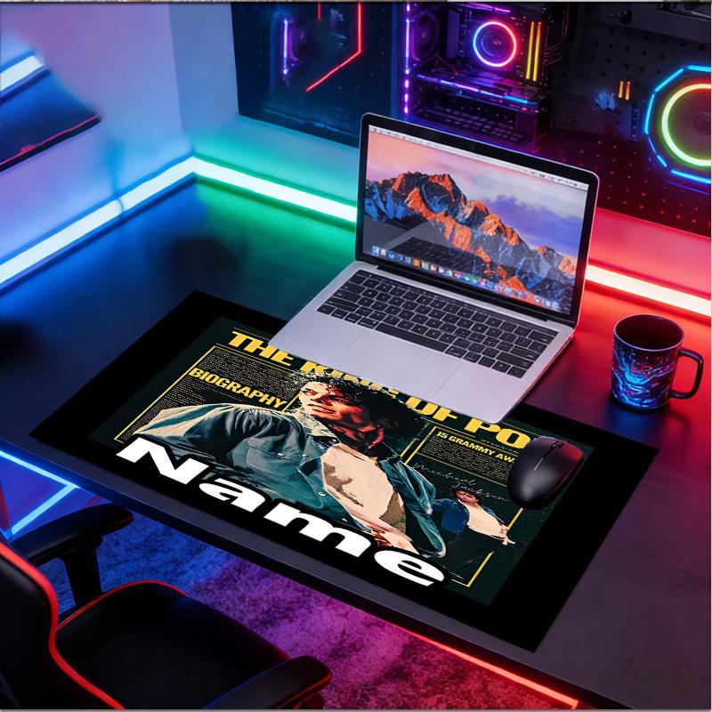 Custom Name Personalized Michael Jackson Pattern Mousepad, Laptop PC Desk Mat, Decorative Desk Mat for Home Keyboard Pad Gift