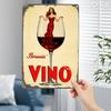 Винтажная жестяная табличка Bordeaux Wine Lady  Рустикальная иллюстрация бутылки красного вина  Декор для стен внутри и снаружи  Праздничный подарок
