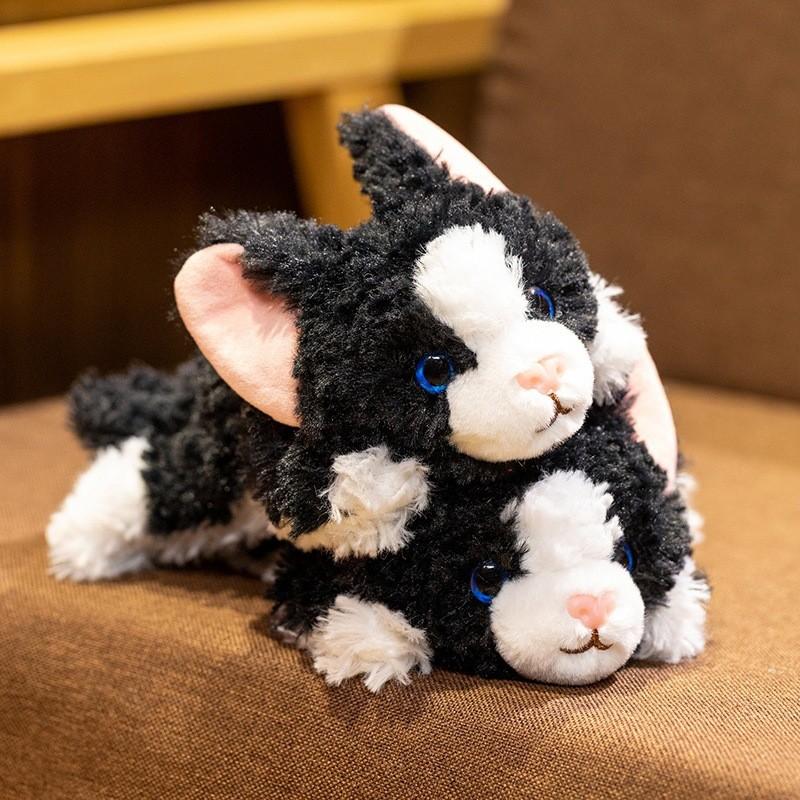 Плюшевая игрушка кошка Девон-рекс с длинным ворсом, мягкое набивное животное для детей и коллекционеров