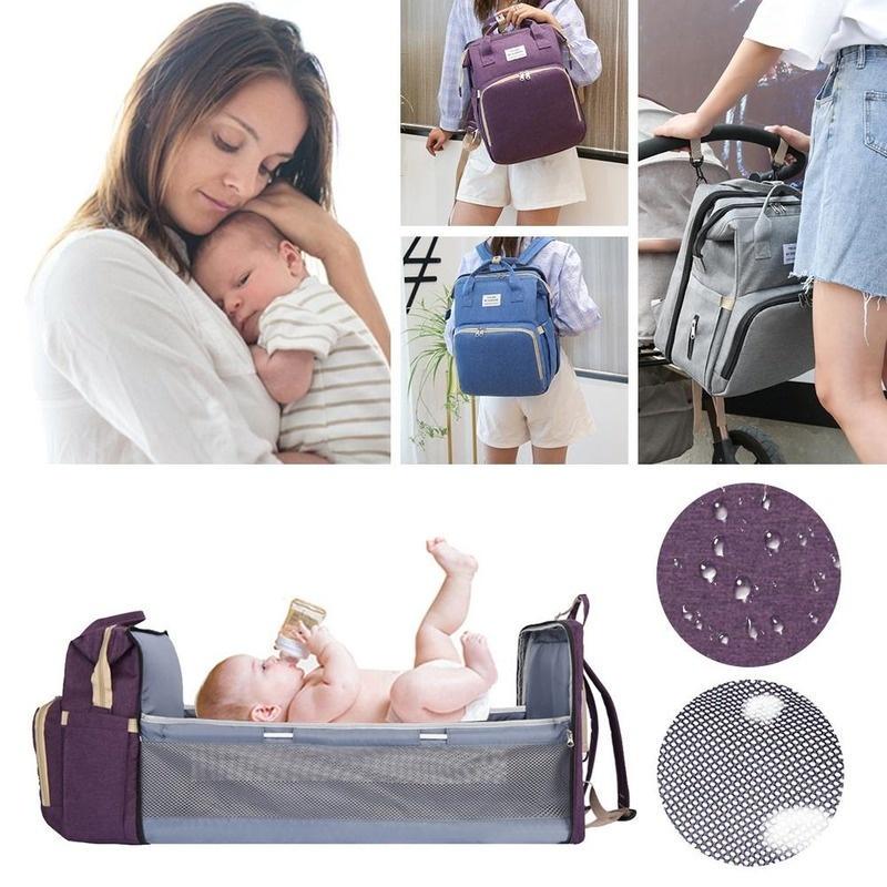 Portable Folding Baby Bed Mom Bag Multi-function Bed Large Capacity Mother and Baby Bag Backpack