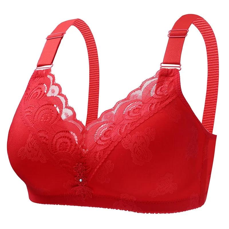 Large Size Thin Underwear Gathering Type Anti-sagging Breast No Steel Ring Comfortable Bra Breathable Bra Women's Underwear