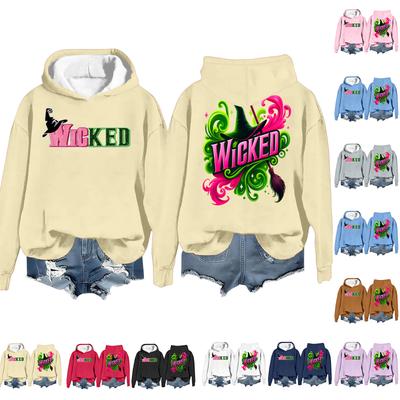 Женская повседневная толстовка с капюшоном и принтом ведьмы с длинными рукавами