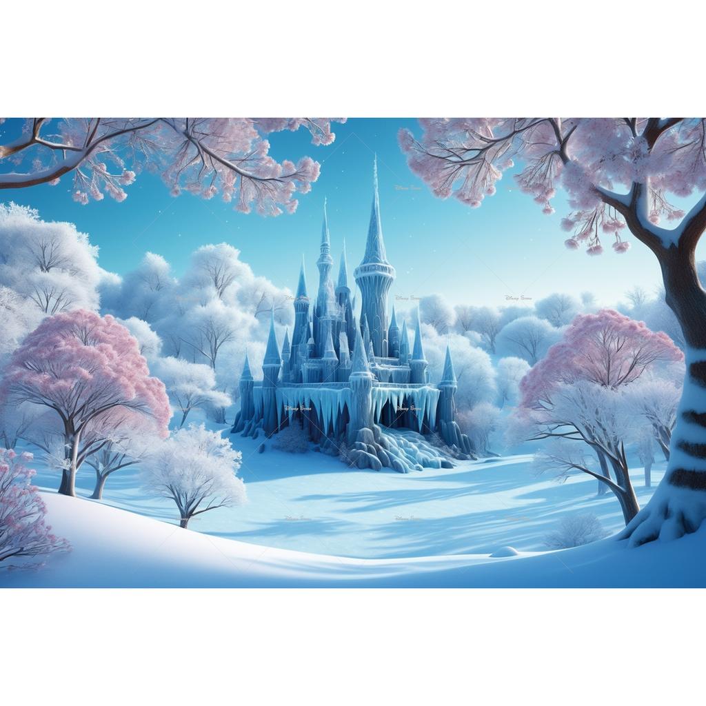 Magical Frozen Ice Princess Castle Backdrop Winter Wonderland Design Christmas Girls Birthday Party Photo Background Supplies