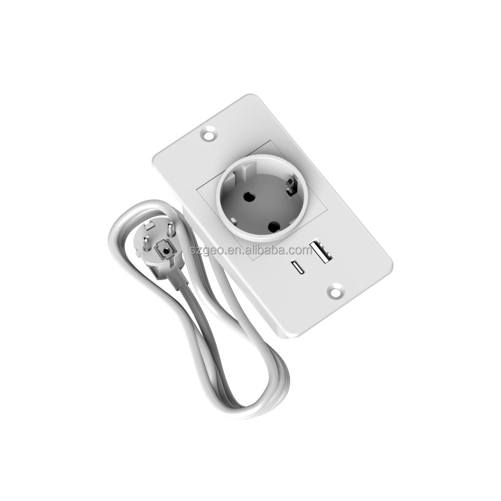Hidden In-Furniture Power Outlet Flush Recessed Desktop Power Station with USB Ports for Tidy Office Desk Kitchen Countertop
