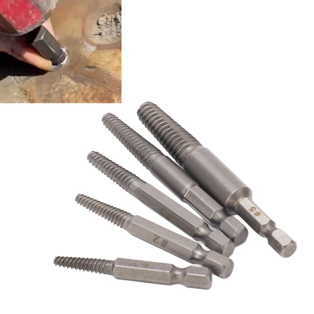 5PCS Chrome-Moly Alloy Steel Screw Remover Set Bolt Extractor Tool For Damaged Bolts