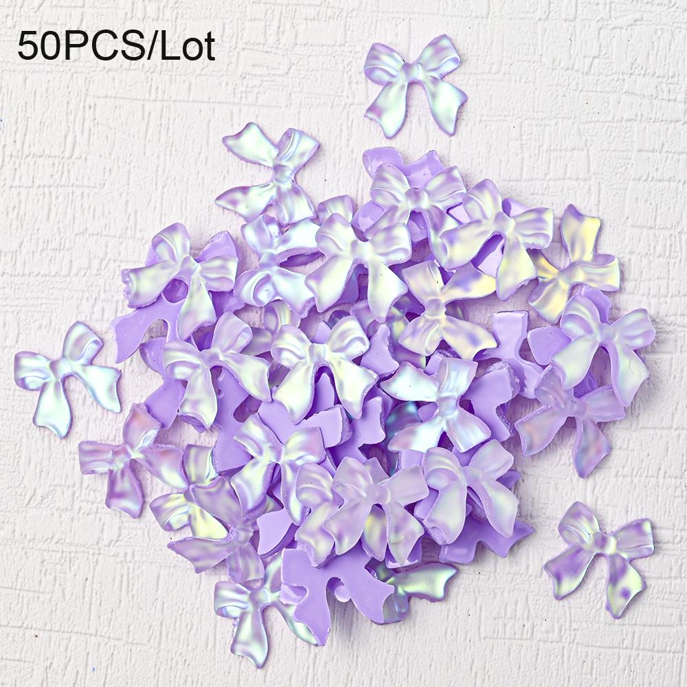 50/100 шт., розовые, белые, кавайные, бантики для ногтей, 3D, смоляные, бантики, плоские, для ногтей, 8*10 мм, стразы для дизайна ногтей, украшения #галстук-бабочка