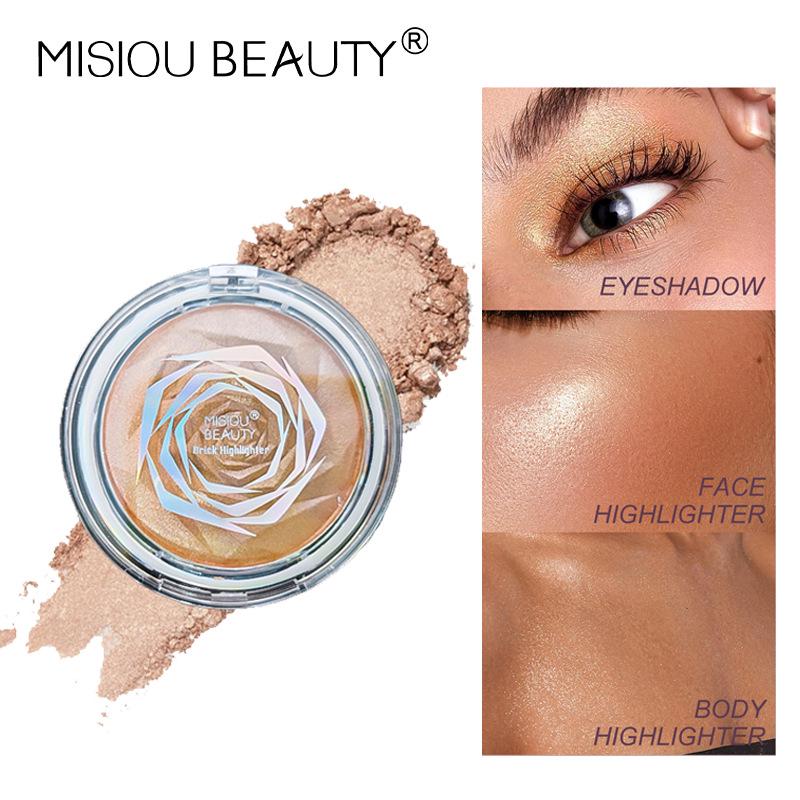 Rose Diamond Highlighter Blush & Contour Palette: 3D Pearlescent Face & Eye Brightener