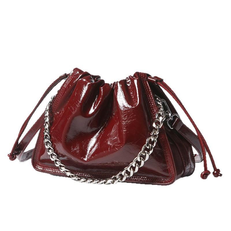 Лучшая кожаная сумка Crossbody Bucket Bag Drawstring Cloud Single-shoulder Crossbody Bag