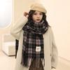 Atmosphere Retro Green Imitation Cashmere Scarf Women's Winter New High-end Scarf Cap