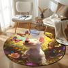 Puppy with Butterfly Round Carpet, Spring Garden Pet Design