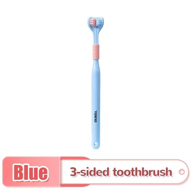 3D Stereo Three Sided Toothbrush Ultra Fine Soft Hair Adult Toothbrush Tongue Scraper Deep Cleaning Health Oral Care Teeth Brush