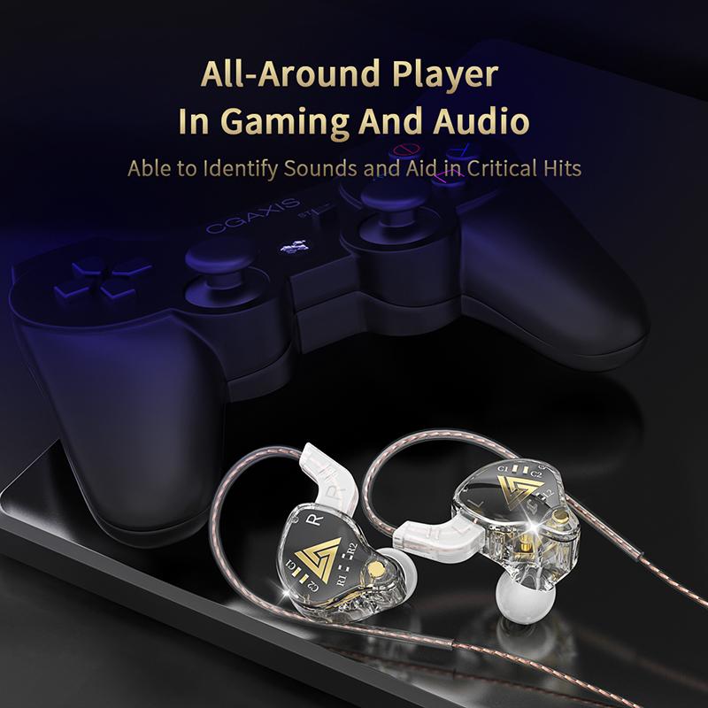 QKZ AKX HIFI Heavy Bass Прозрачные наушники IEM Monitor Level 3,5 мм Внутриканальные музыкальные наушники Динамические с микрофоном Проводная гарнитура DMX