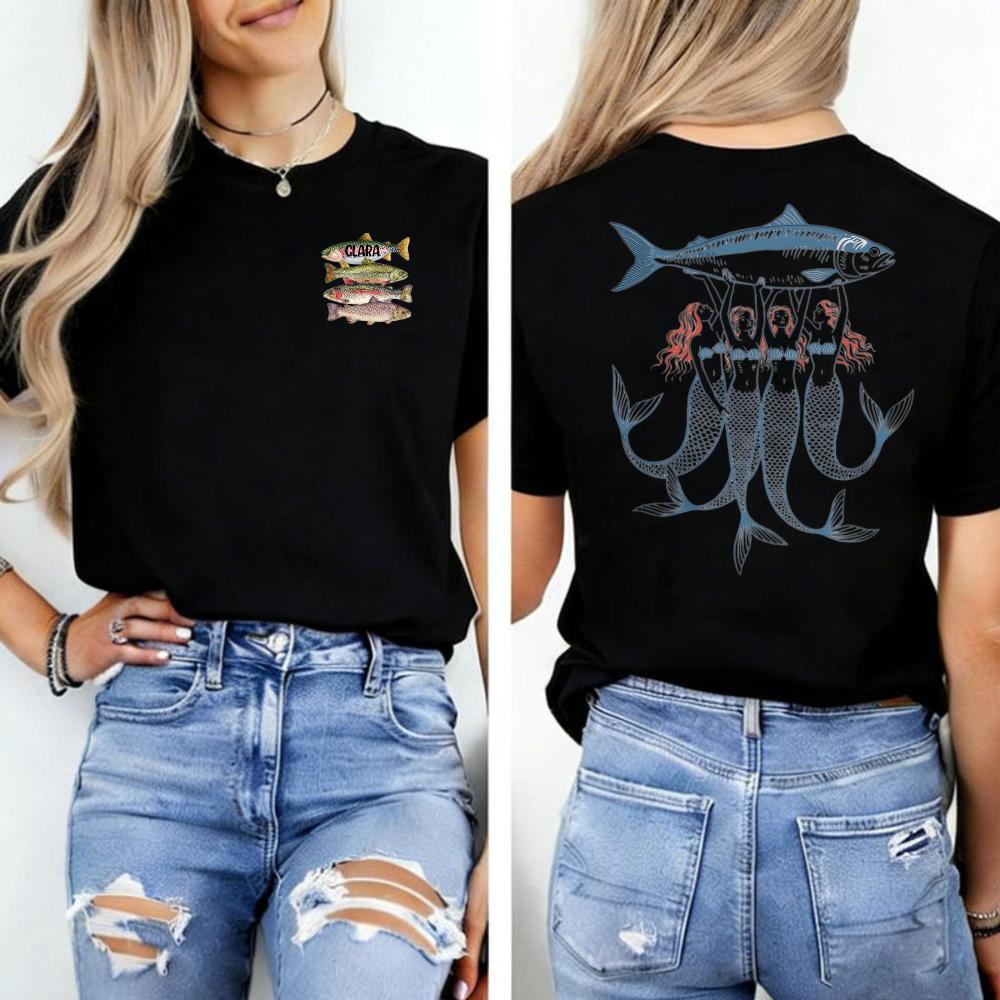 Sardines Fish Mermaid Shirt Girl Tinned Ocean Lover Gift Trendy Coastal Tee FisherUnisex Graphic Tshirts Regular Short Sleeve