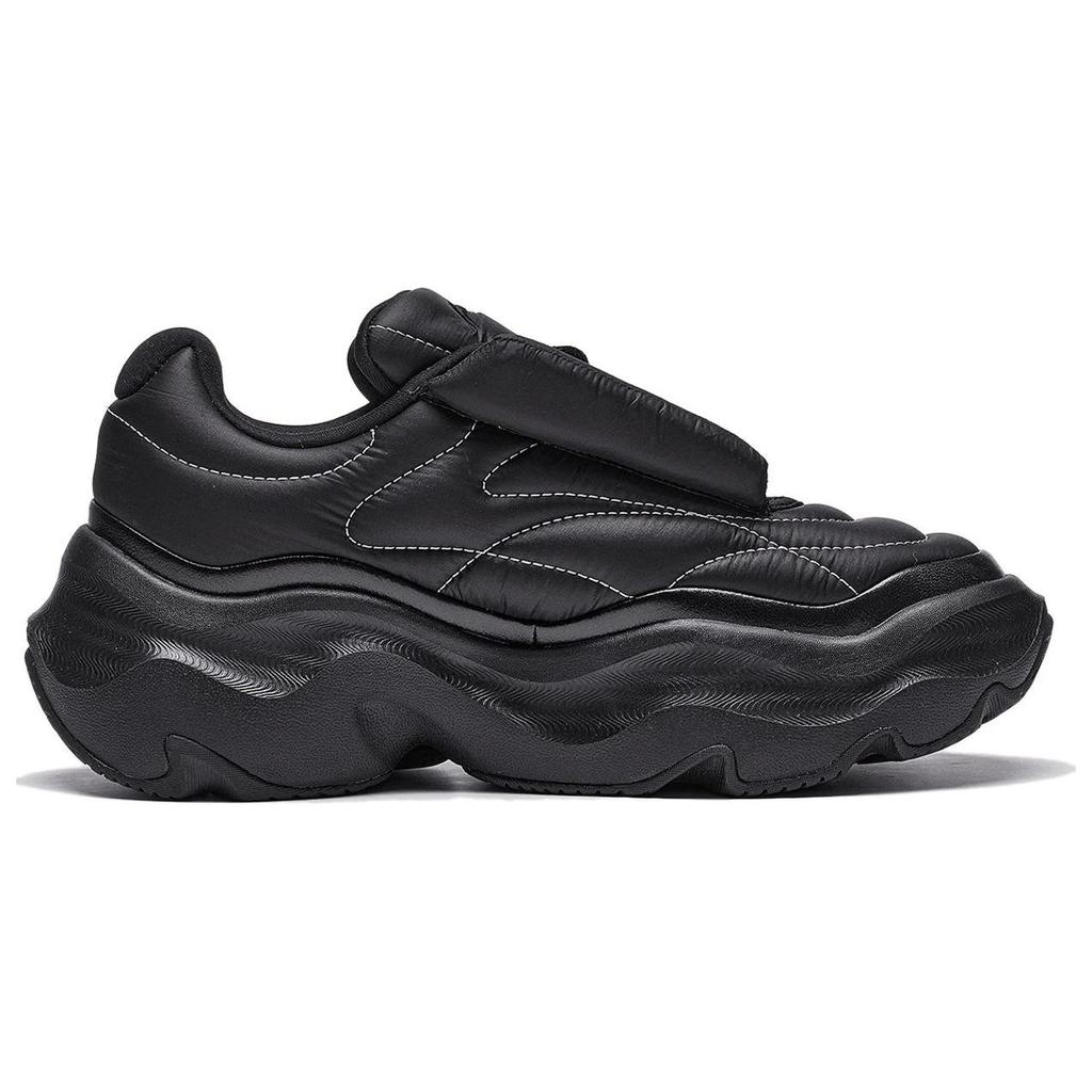 Li Ning Puff Platform Comfortable Fashion Slip Resistant Durable Low Top Casual Shoes Women Casual Shoes Black AZGT072-3