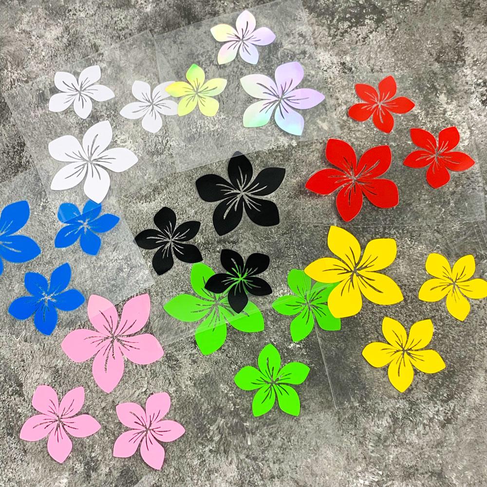 3Pcs Various Colors Pretty Flower Car Decals For Auto Rear Window Bumper Body Helmet Cover Scratches Water-Repellent Blossom Decals