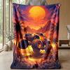 Sunset Monster Truck Adventure Theme blanket Lightweight Warm Flannel Blanket Decorative Throw Blanket for Home Decoration