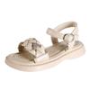 Summer Children Beach Sandals Girls Hook & Loop Toddler Breathable Bling Weave Style Fashion Princess Kid Dress Party Flat Shoes
