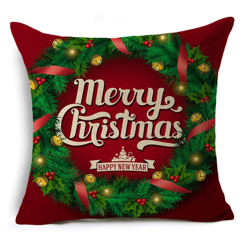 New Year Christmas Gift Elk Letter Sofa Cushion Linen Pillow Car Pillow Cover Premium Durable Quality Useful Practical