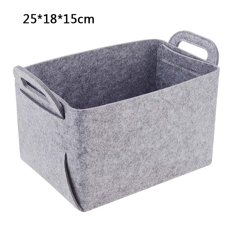 Foldable Felt Sundries Storage Basket With Handle Cosmetics Container Multifunction Laundry Storage Basket Desktop Organizer