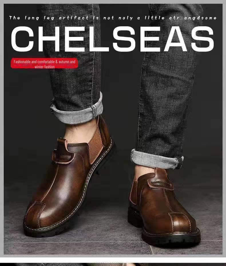 Мужские кожаные туфли в стиле ретро с низким верхом: Повседневные ботинки в весенне-осеннем стиле