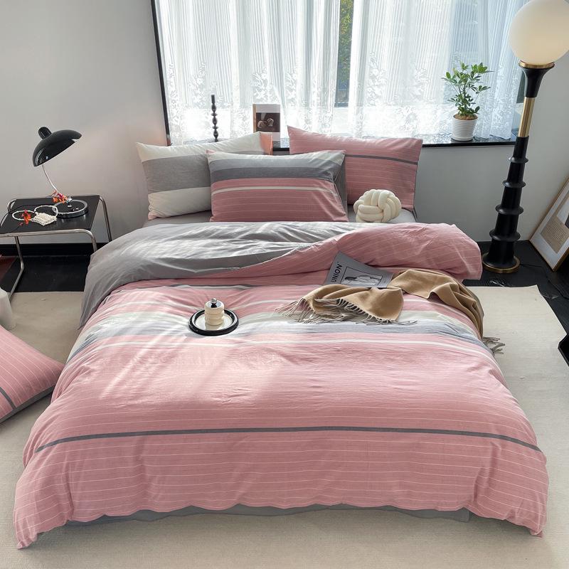 Серия AB Cotton: Комплект постельного белья из чистого хлопка для общежития - односпальный, из четырех частей с простынями