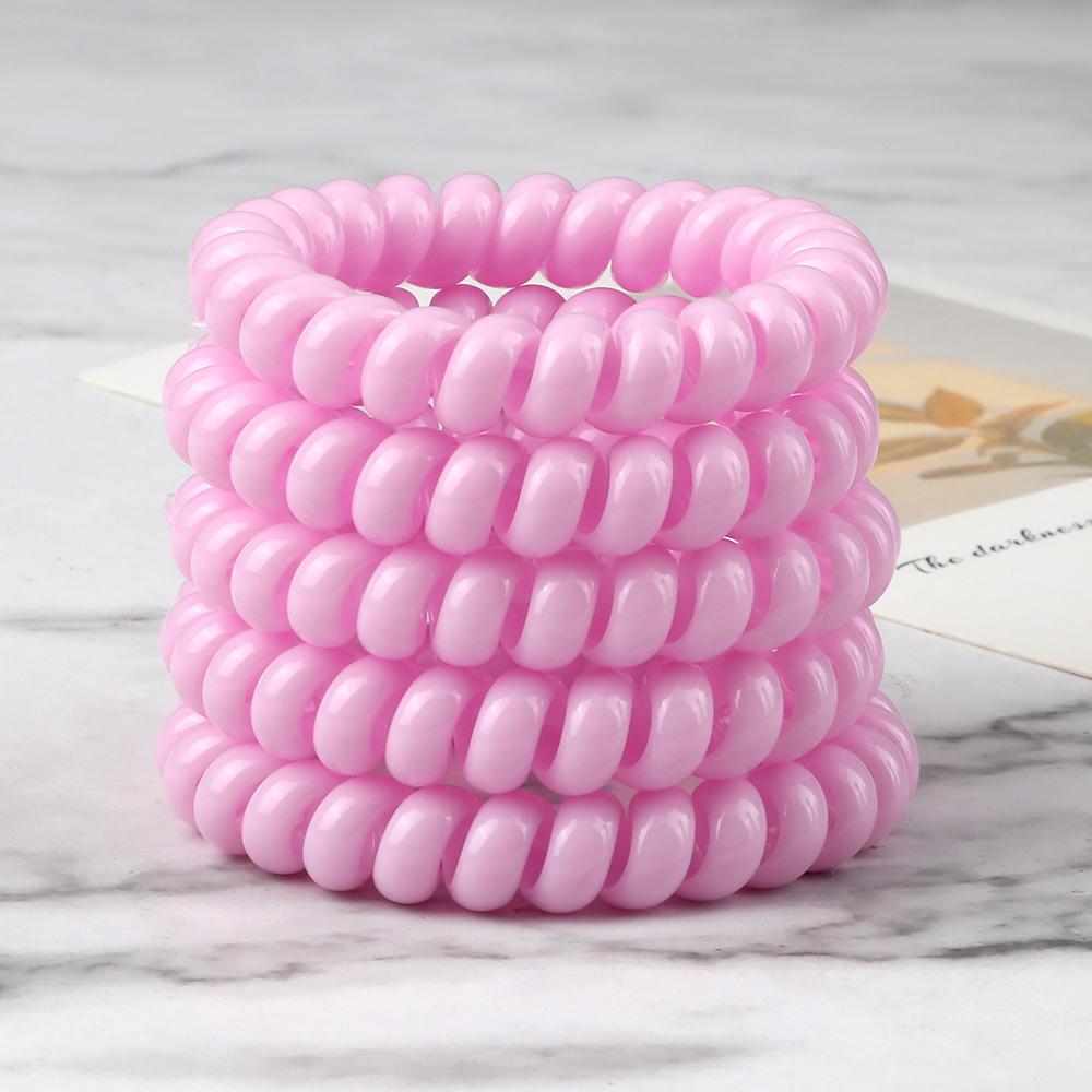 5 шт./набор Эластичные конфетные цвета Телефонный провод Простые женские резинки для волос Веревка для волос для детей Девочек Скранчи Повязка на голову Жевательная резинка Подарки