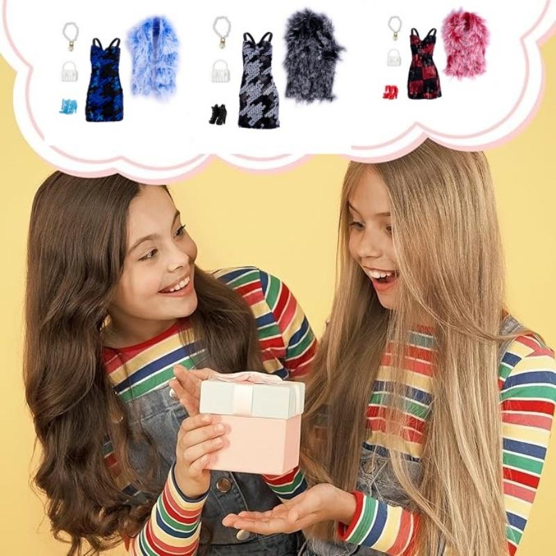 New Dress For Dolls Fashion Coat Mermaids Shinny Sequin Fish Tail Gown Lace Skirt Gown Clothes For Baby Doll Christmas Toys Gift