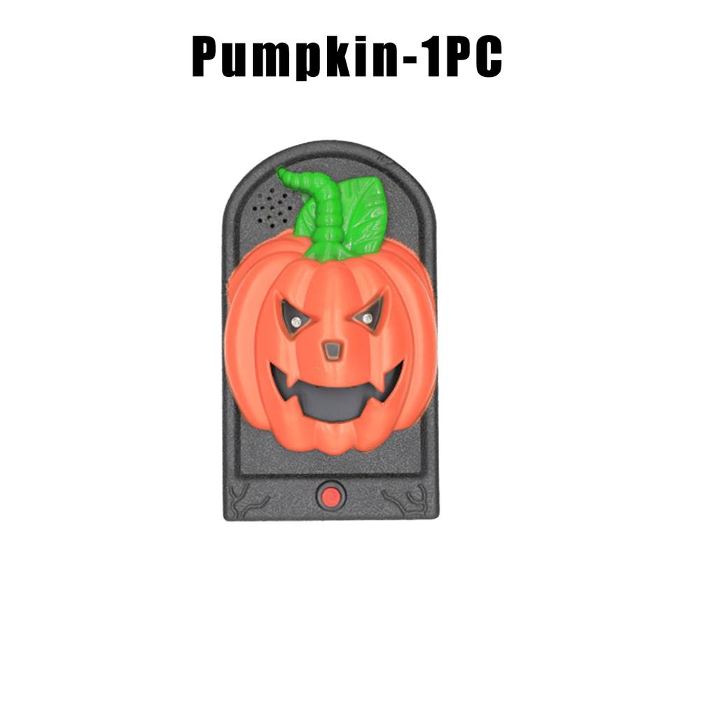 Halloween Pumpkin Light Skull Head Button Sound Haunted House Decoration Glowing Prank Doorbell Prop Scary Fun Party Supplies