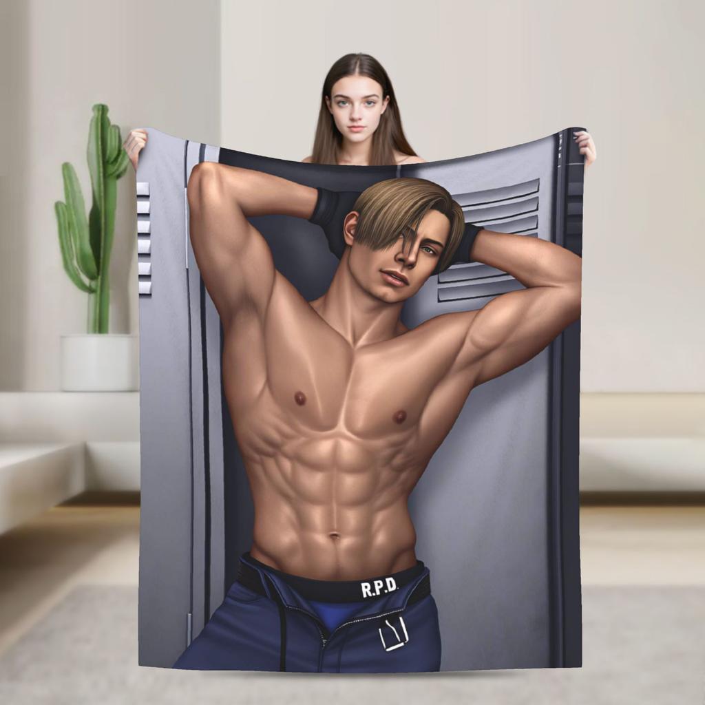 Leon Kennedy Throw Blanket Super Soft Funny Blanket For Couch Chair Travel Flannel Bedspread Bed Cover